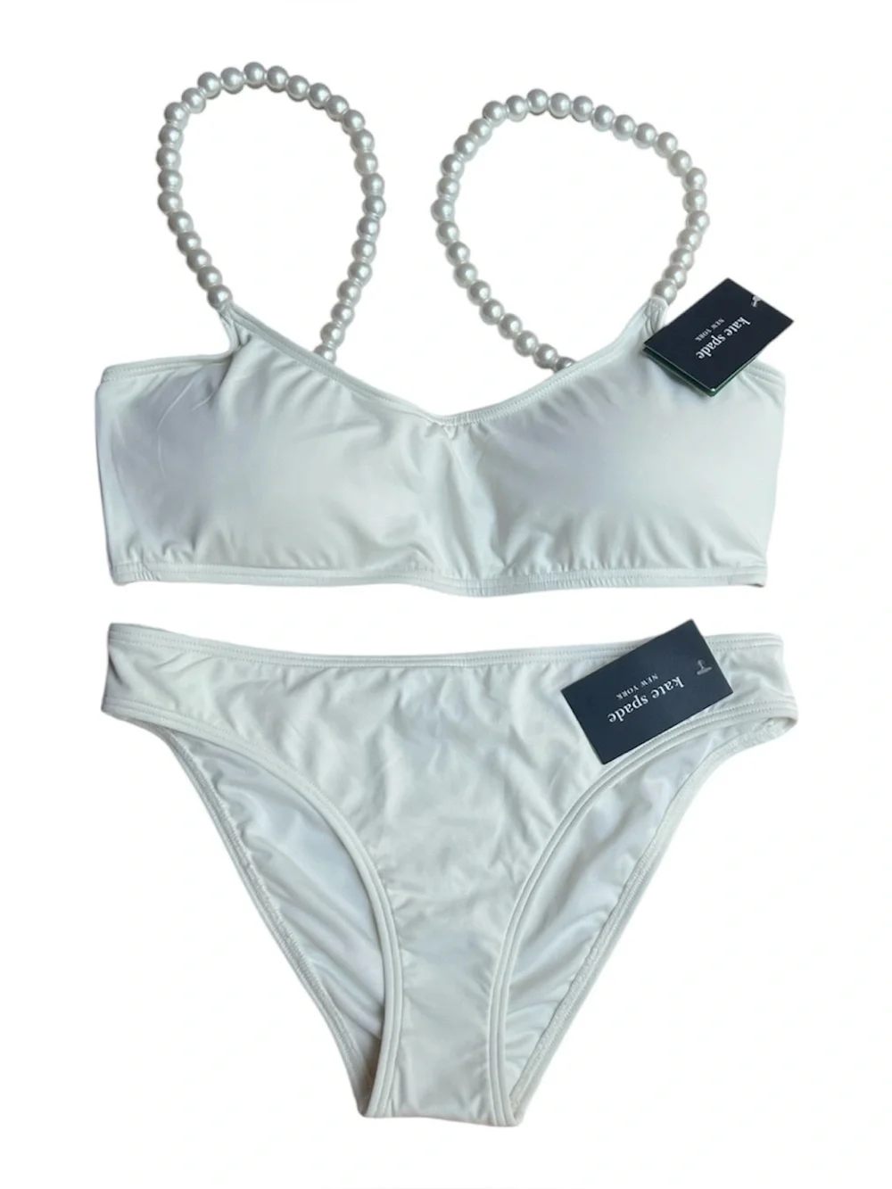 Kate Spade Pearl Strap Bikini Top - String Of Pearls Cream Size Small